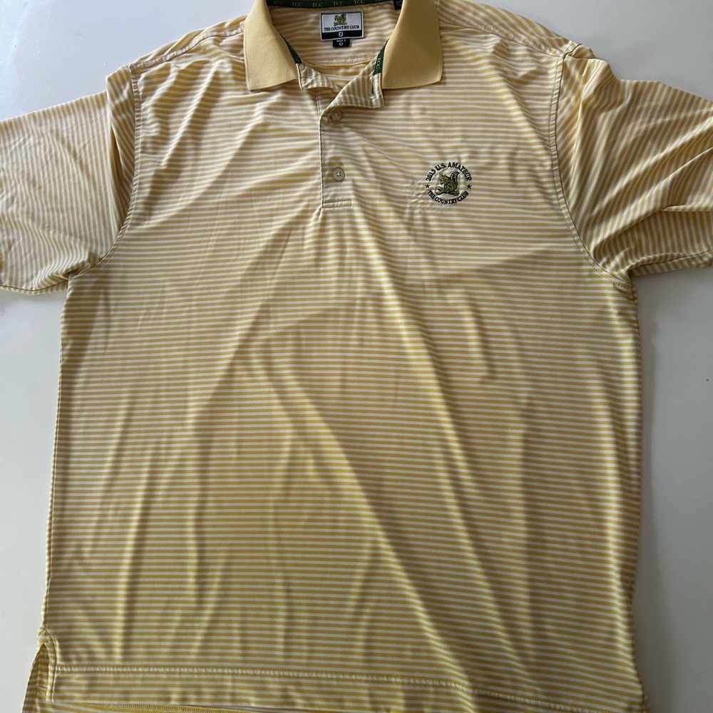 The Country Club Yellow Striped Performance Polo Shirt